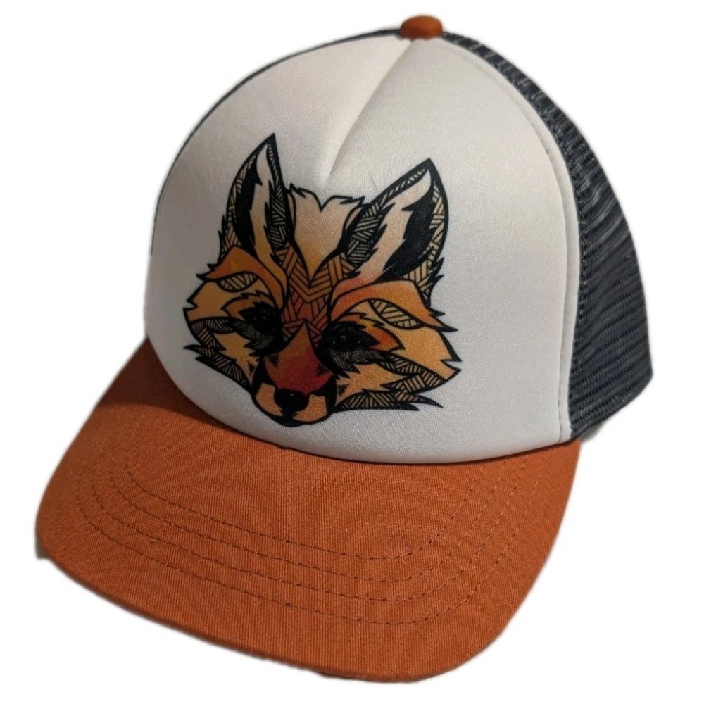 Ambler‎ Fox Trucker Hat Mesh Snapback Cap Orange Gray Outdoor Graphic Adult